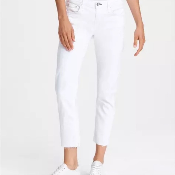 NWT rag & bone Jeans Dre Boyfriend Low Rise Slim Ankle White Size 24,25,30,or 32 - Picture 3 of 12